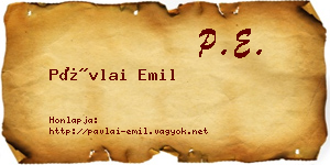 Pávlai Emil névjegykártya